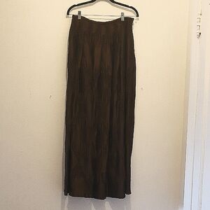Drama Brown Pleated Maxi A Shape Evening Skirt